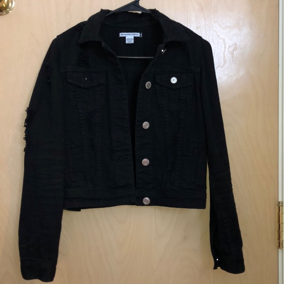 Revamped denim black jean jacket - Picture 2 of 5